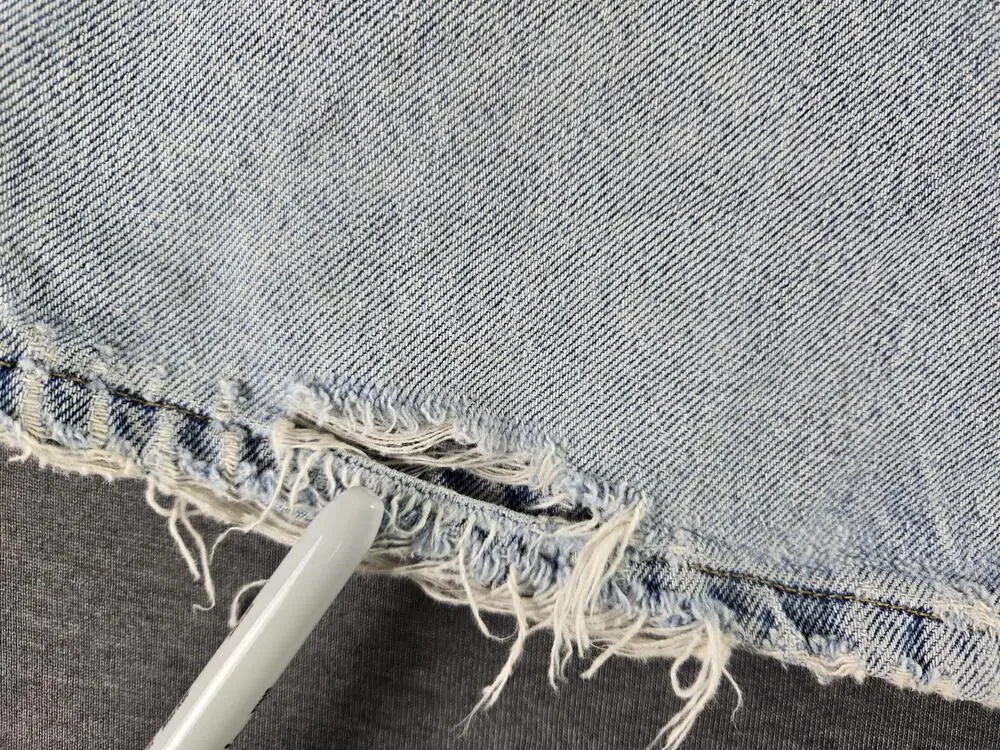 Vintage 90s Tommy Hilfiger Shorts Mens 33 Blue Denim Distressed Cutoff Jorts